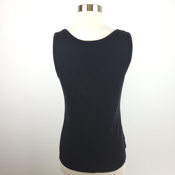 Lilla P Black Scoop Neck Tank Top Knit Stretch Basic Neutral Size Medium - Picture 4 of 6